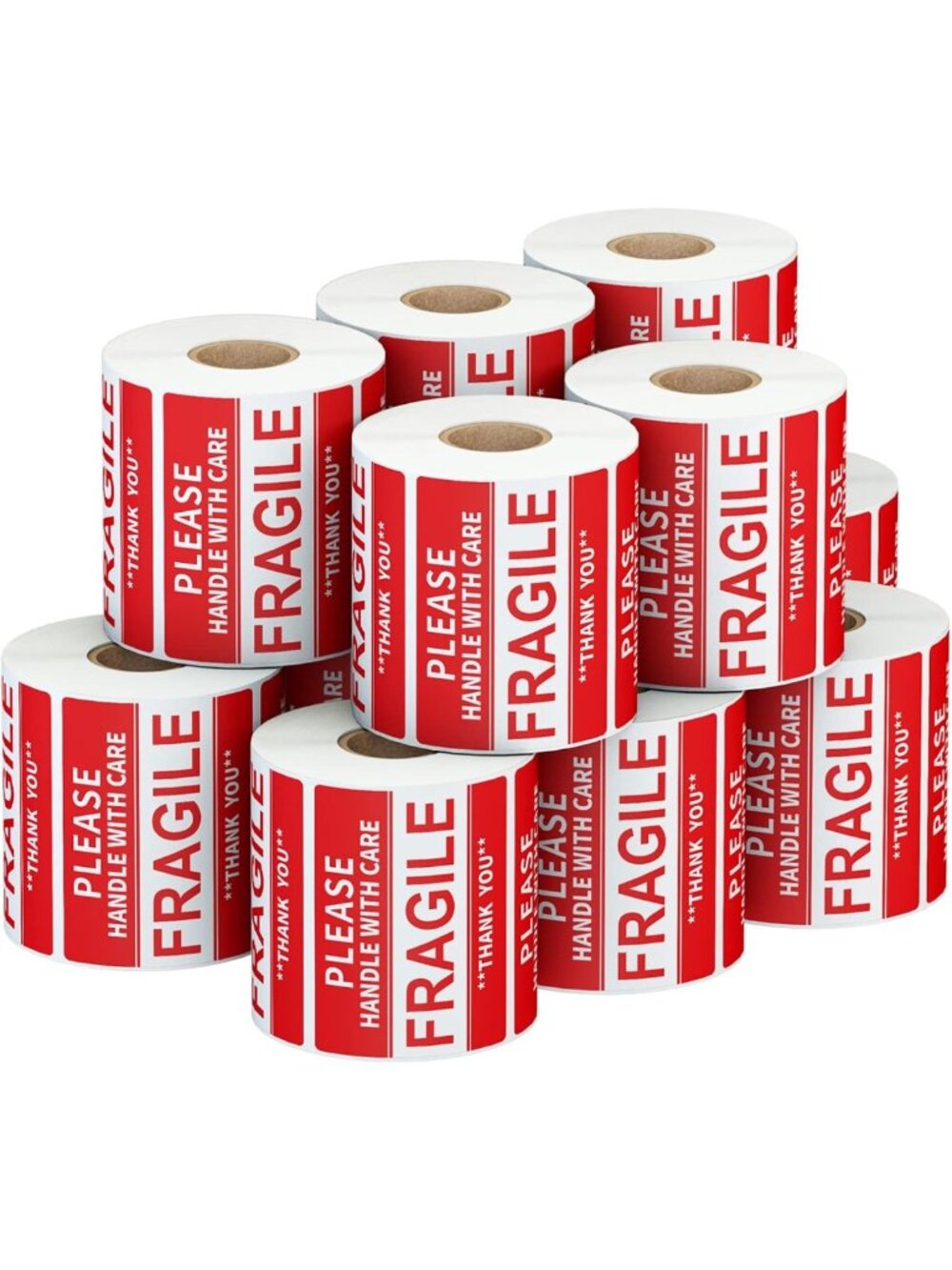 6000 Handle with Care Fragile Shipping Labels - Permanent Adhesive Stickers, 12